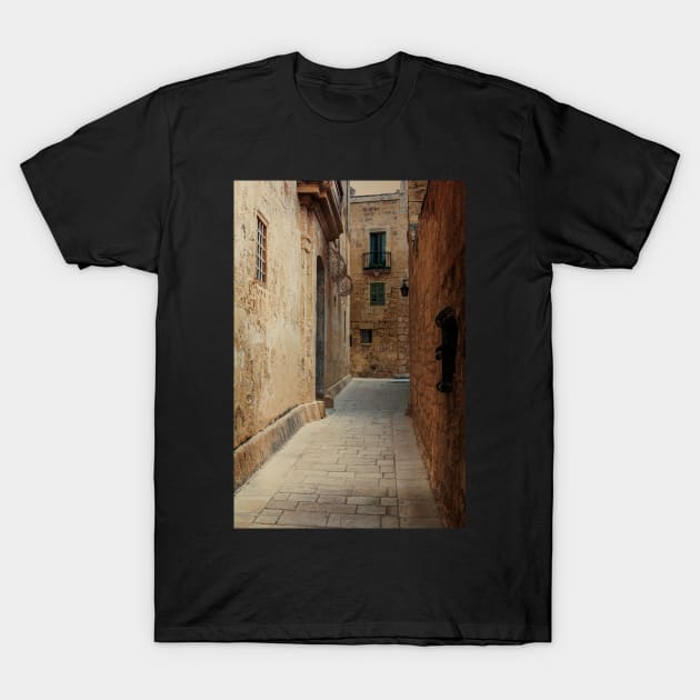 Narrow medieval street of Mdina T-Shirt by lena-maximova